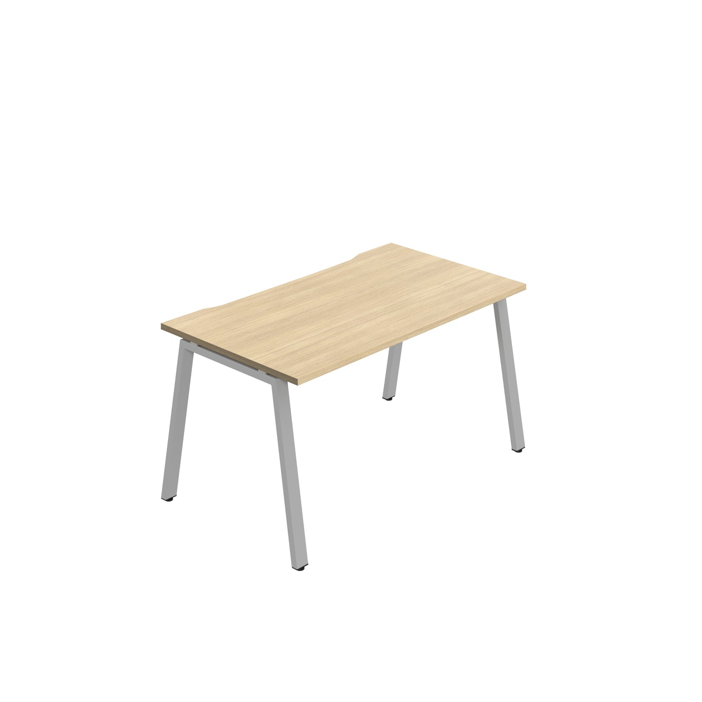 Synergy|1P Bench Desk|Cut Out|A-Frame|1400X800|Nova Oak-Silver