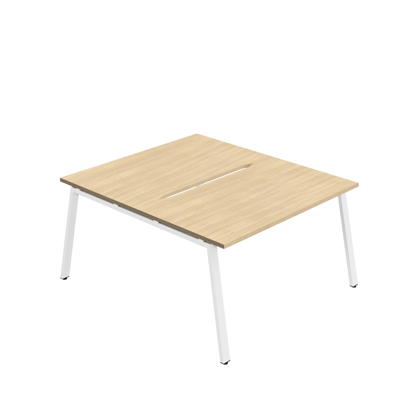 Synergy|2P Bench Desk|Cut Out|A-Frame|1400X800|Nova Oak-White