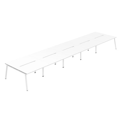 Synergy|10P Bench Desk|Cut Out|A-Frame|1400x800|White-White