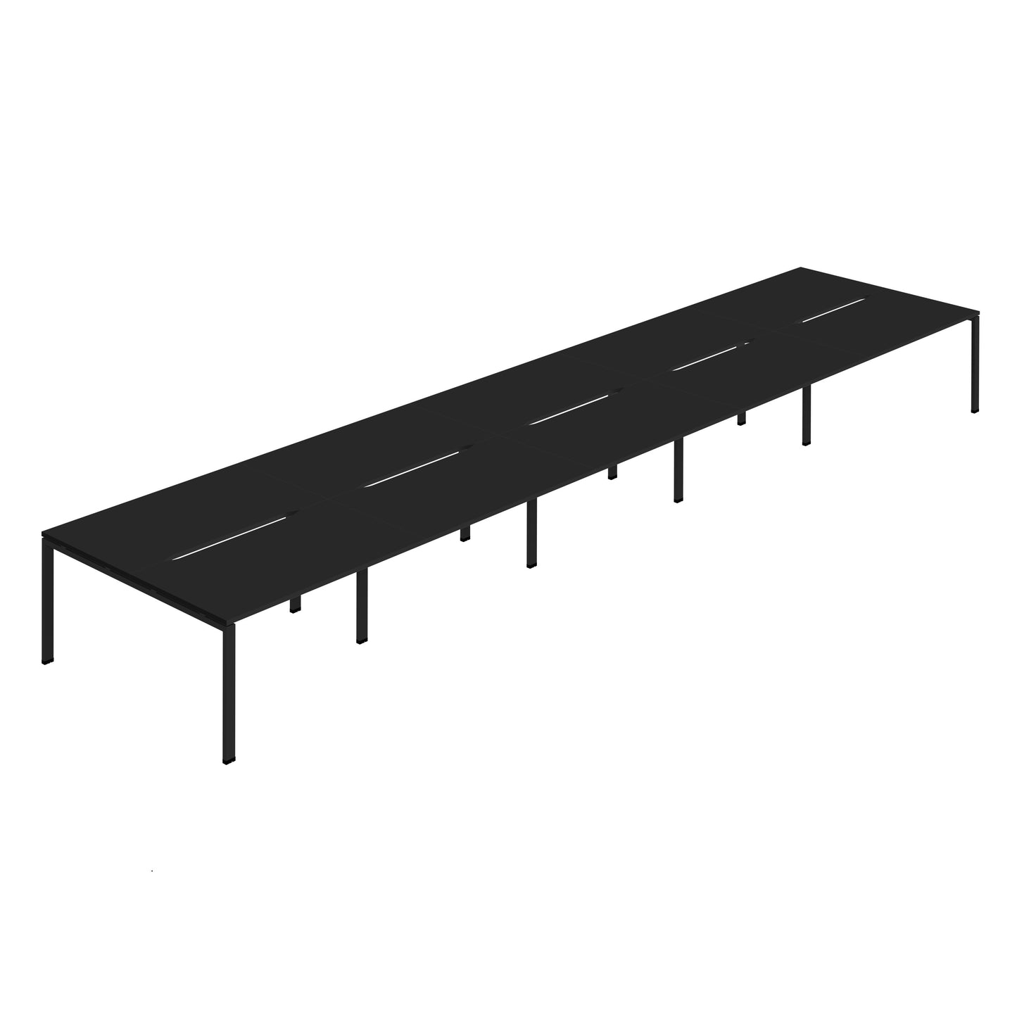 Synergy|10P Bench Desk|Cut Out|Goal Post|1400x800|Black-Black