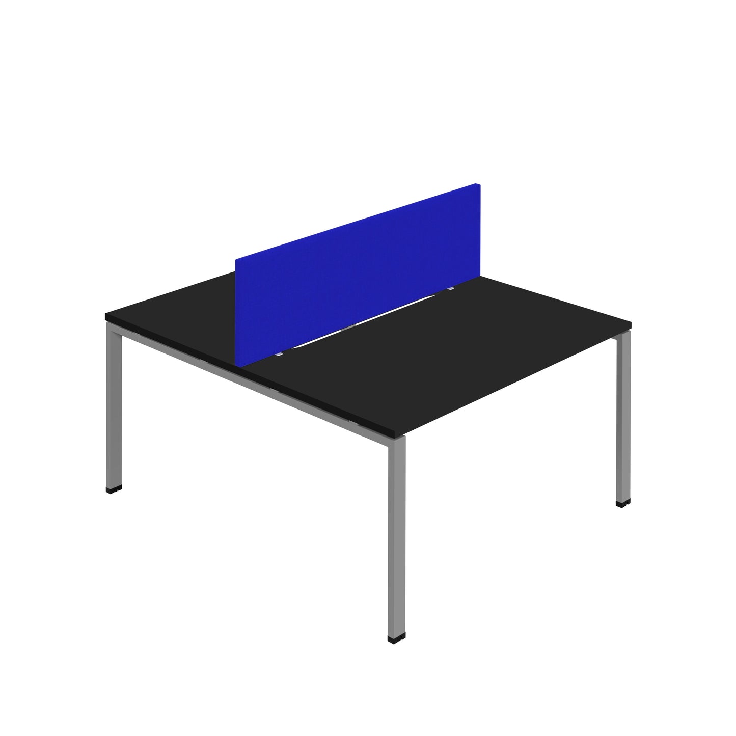 Synergy|2P Bench Desk|Cut Out|Goal Post|1400X800|Black-Silver|Royal Blue Screen