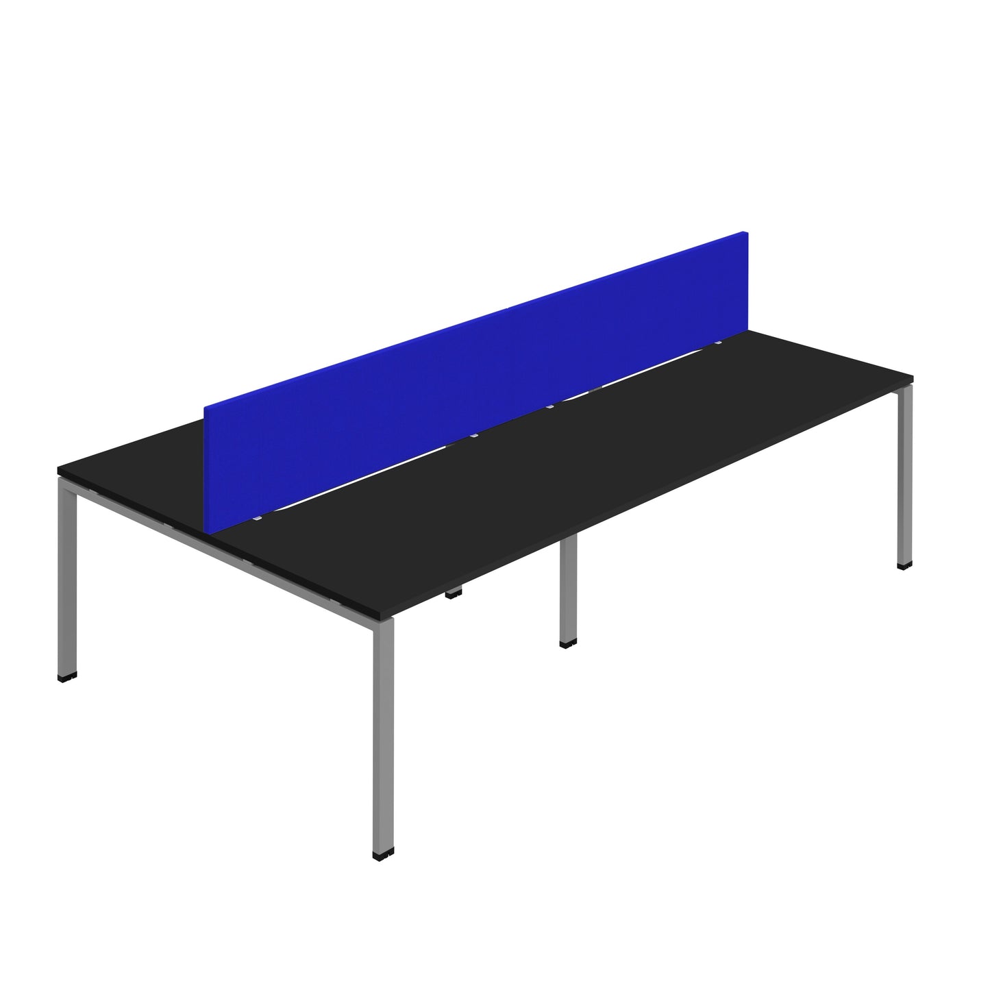 Synergy|4P Bench Desk|Cut Out|Goal Post|1400X800|Black-Silver|Royal Blue Screen