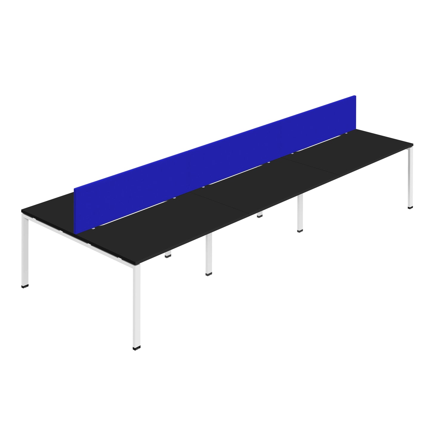 Synergy|6P Bench Desk|Cut Out|Goal Post|1400X800|Black-White|Royal Blue Screen