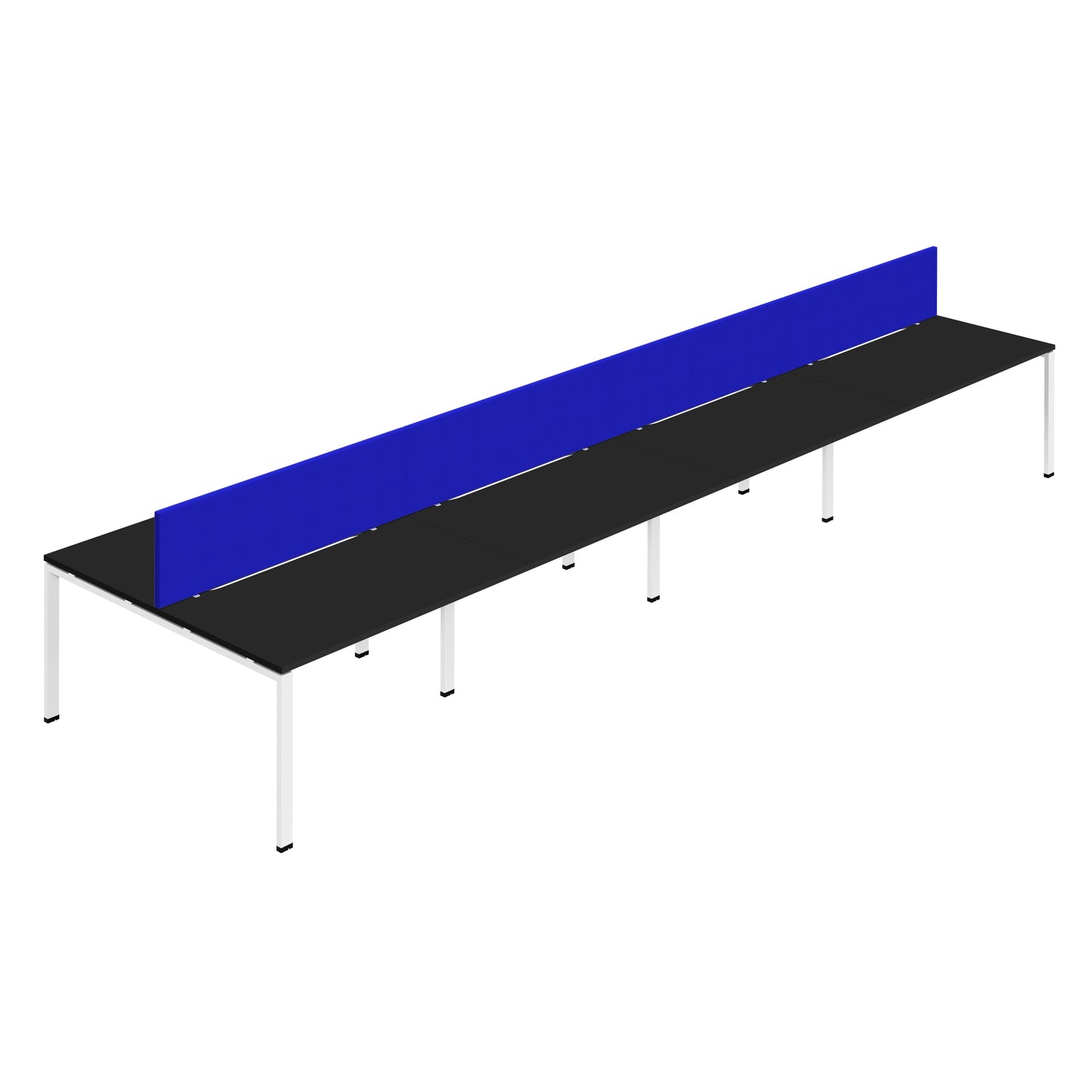 Synergy|8P Bench Desk|Cut Out|Goal Post|1400X800|Black-White|Royal Blue Screen
