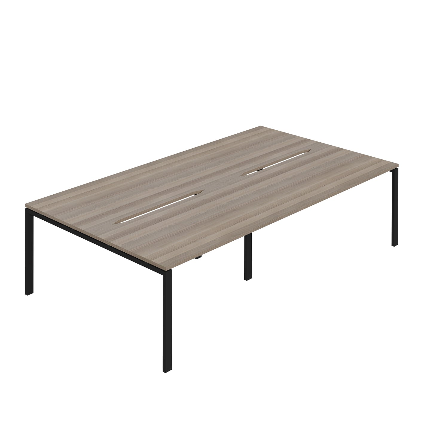 Synergy|4P Bench Desk|Cut Out|Goal Post|1400X800|Grey Oak-Black