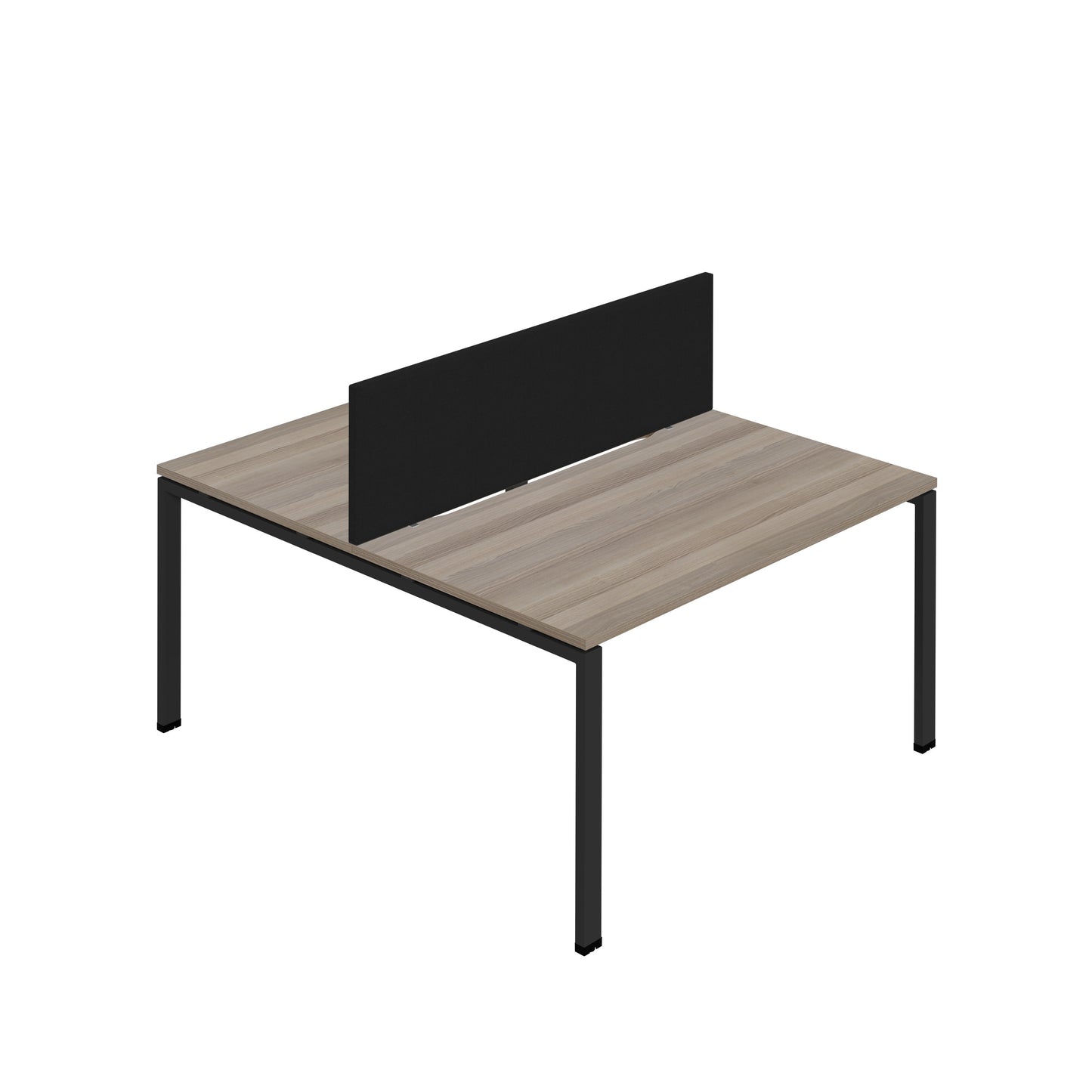 Synergy|2P Bench Desk|Cut Out|Goal Post|1400X800|Grey Oak-Black|Black Screen