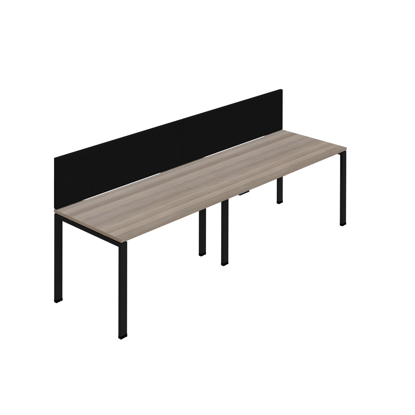 Synergy|2SP Bench Desk|Cut Out|Goal Post|1400X800|Grey Oak-Black|Black Screen