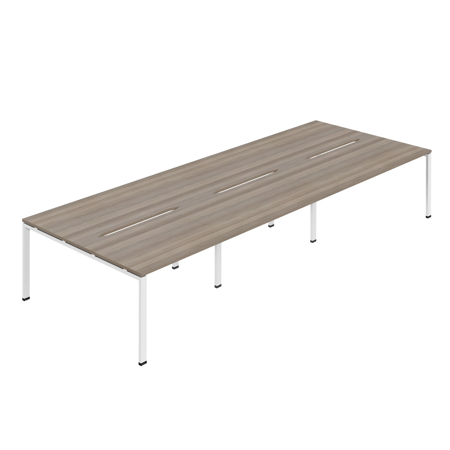 Synergy|6P Bench Desk|Cut Out|Goal Post|1400X800|Grey Oak-White