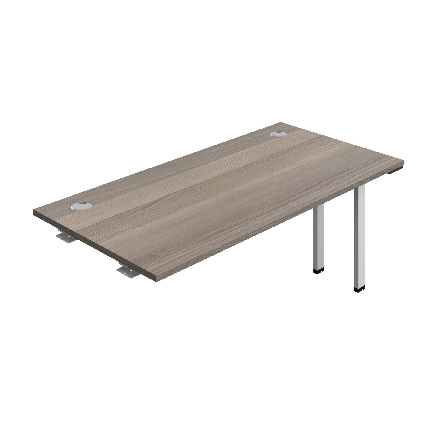 Synergy|1P Bench Extension|Cable Ports|1600X700|Grey Oak-Silver