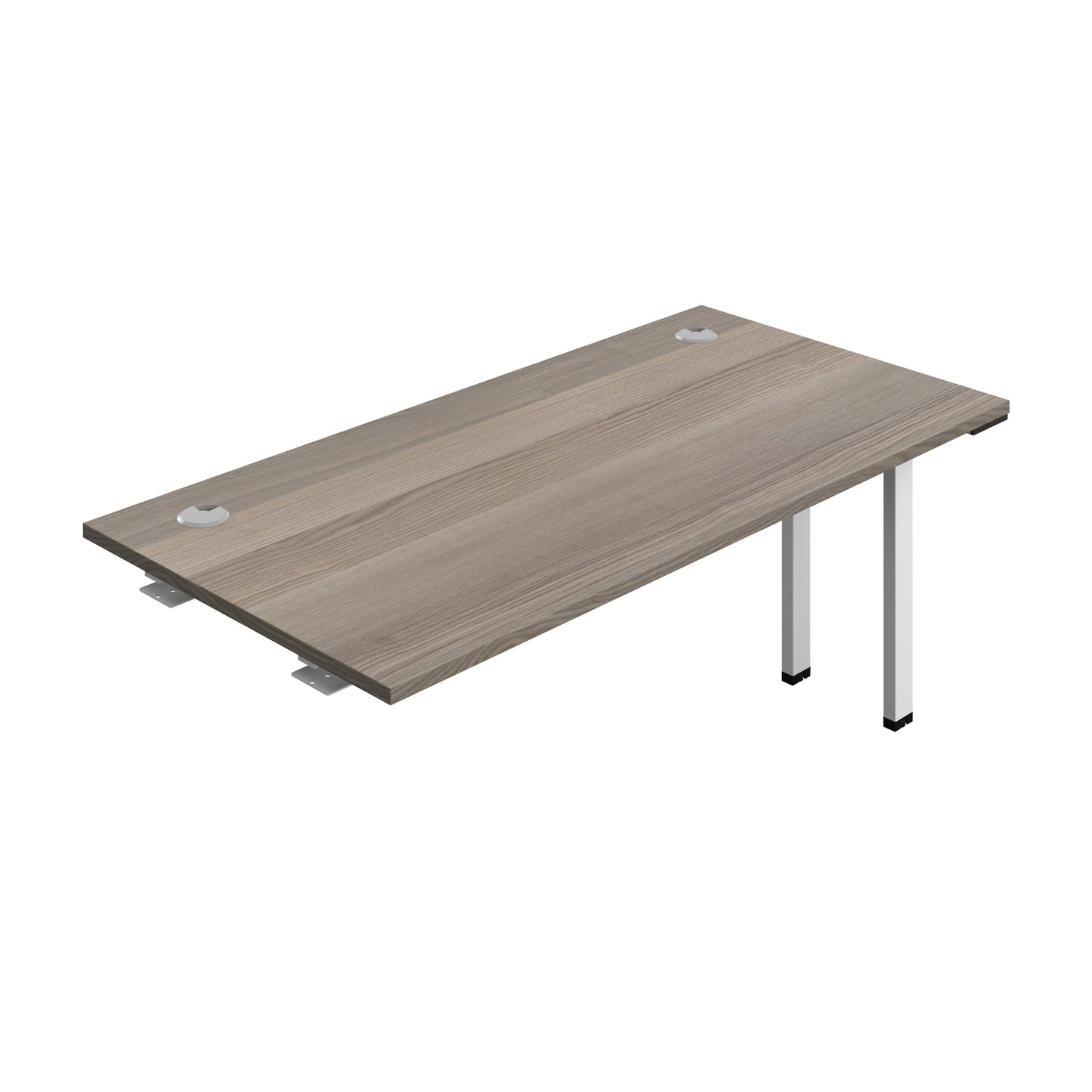 Synergy|1P Bench Extension|Cable Ports|1600X700|Grey Oak-White