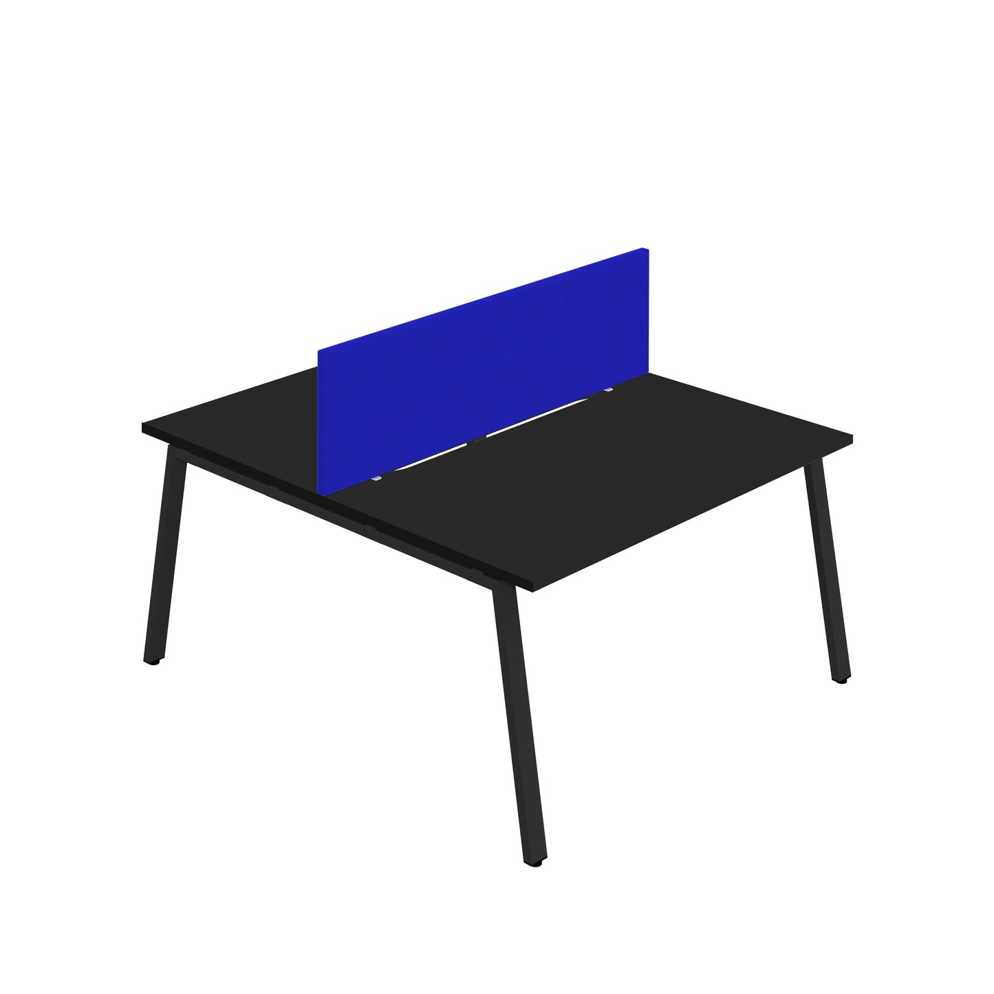 Synergy|2P Bench Desk|Cut Out|A-Frame|1600X800|Black-Black|Royal Blue Screen