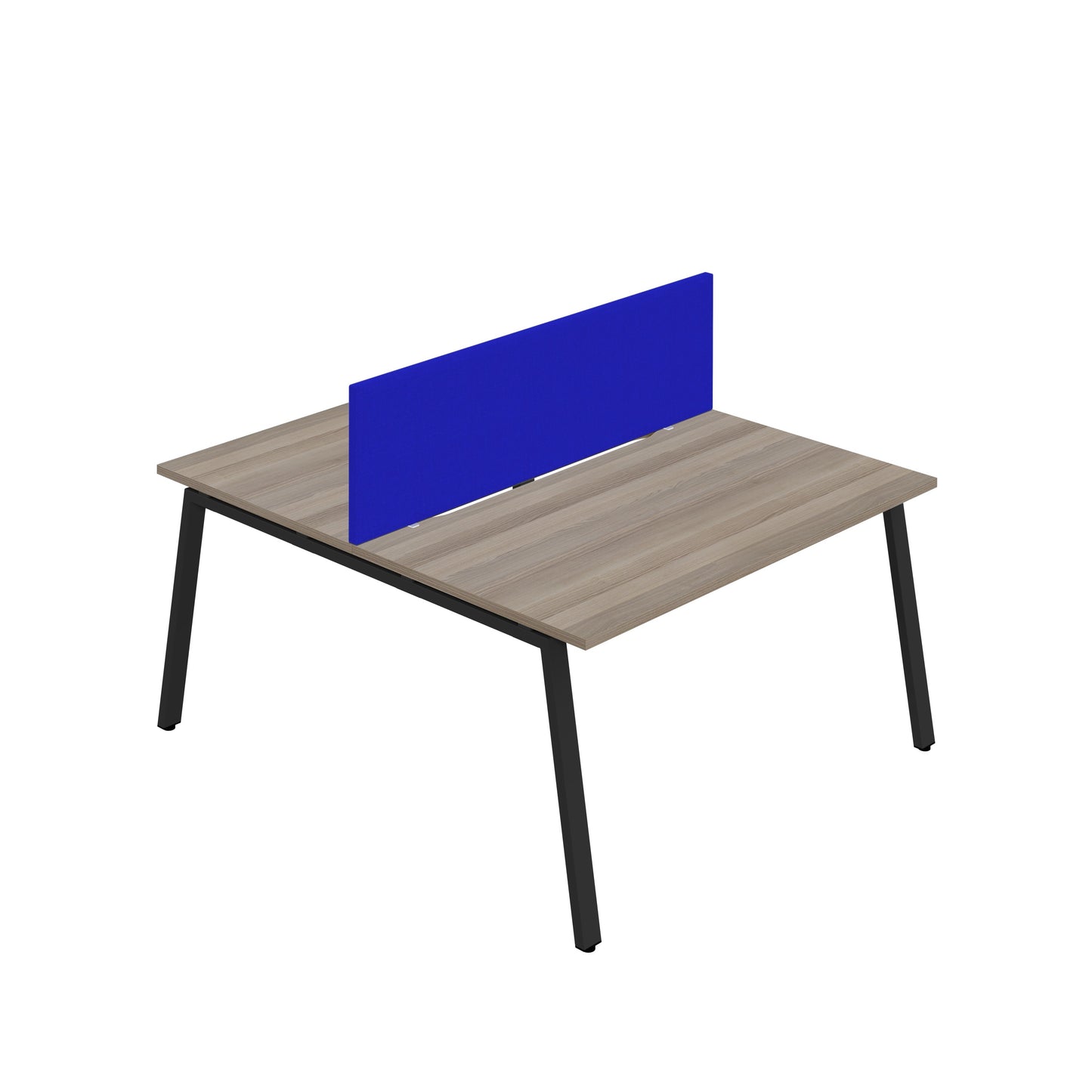 Synergy|2P Bench Desk|Cut Out|A-Frame|1600X800|Grey Oak-Black|Royal Blue Screen