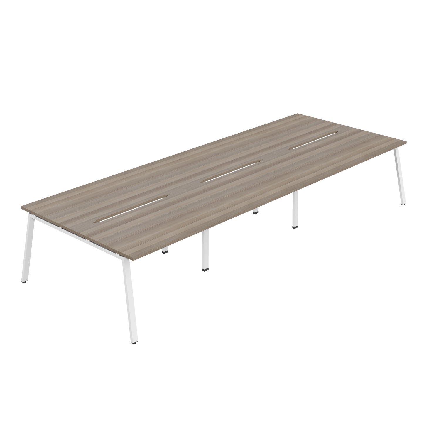 Synergy|6P Bench Desk|Cut Out|A-Frame|1600X800|Grey Oak-White