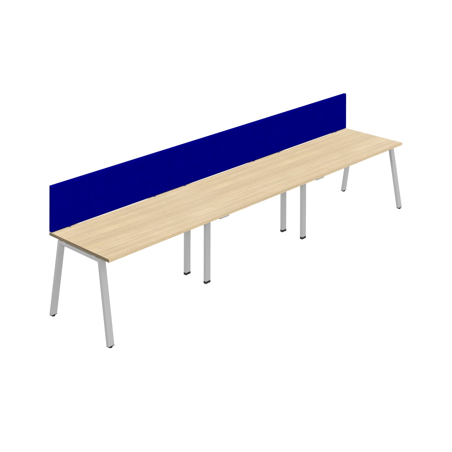 Synergy|3SP Bench Desk|Cut Out|A-Frame|1600X800|Nova Oak-Silver|Royal Blue Screen