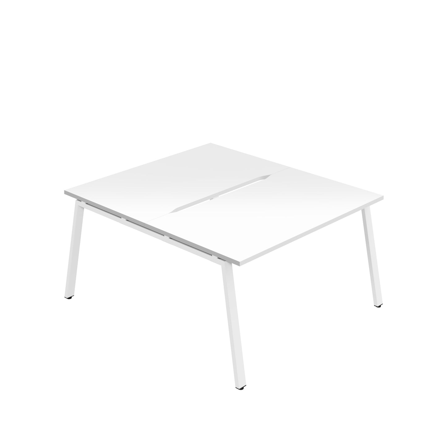 Synergy|2P Bench Desk|Cut Out|A-Frame|1600X800|White-White
