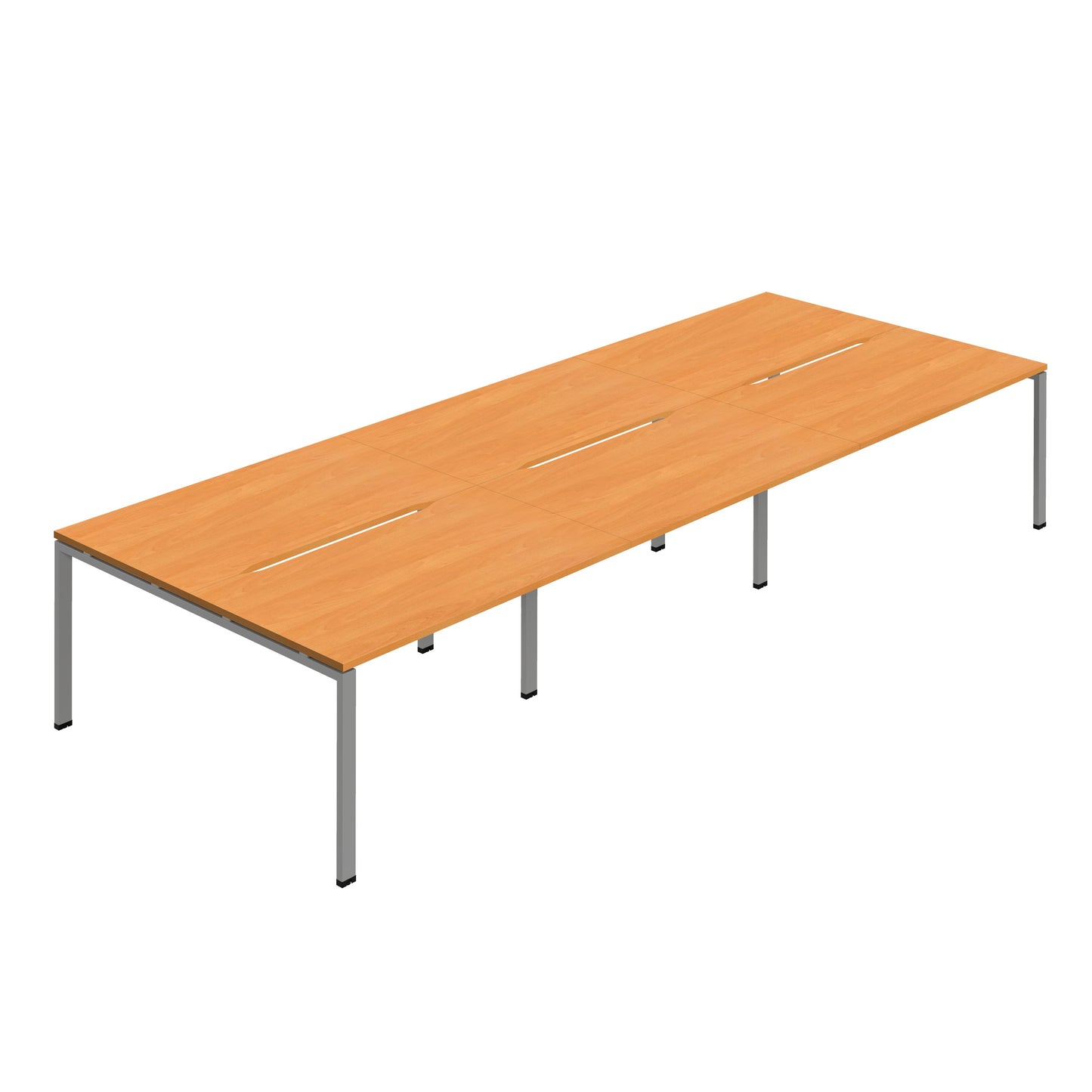 Synergy|6P Bench Desk|Cut Out|Goal Post|1600X800|Beech-Silver