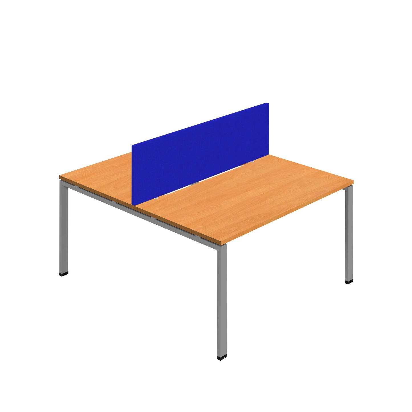 Synergy|2P Bench Desk|Cut Out|Goal Post|1600X800|Beech-Silver|Royal Blue Screen