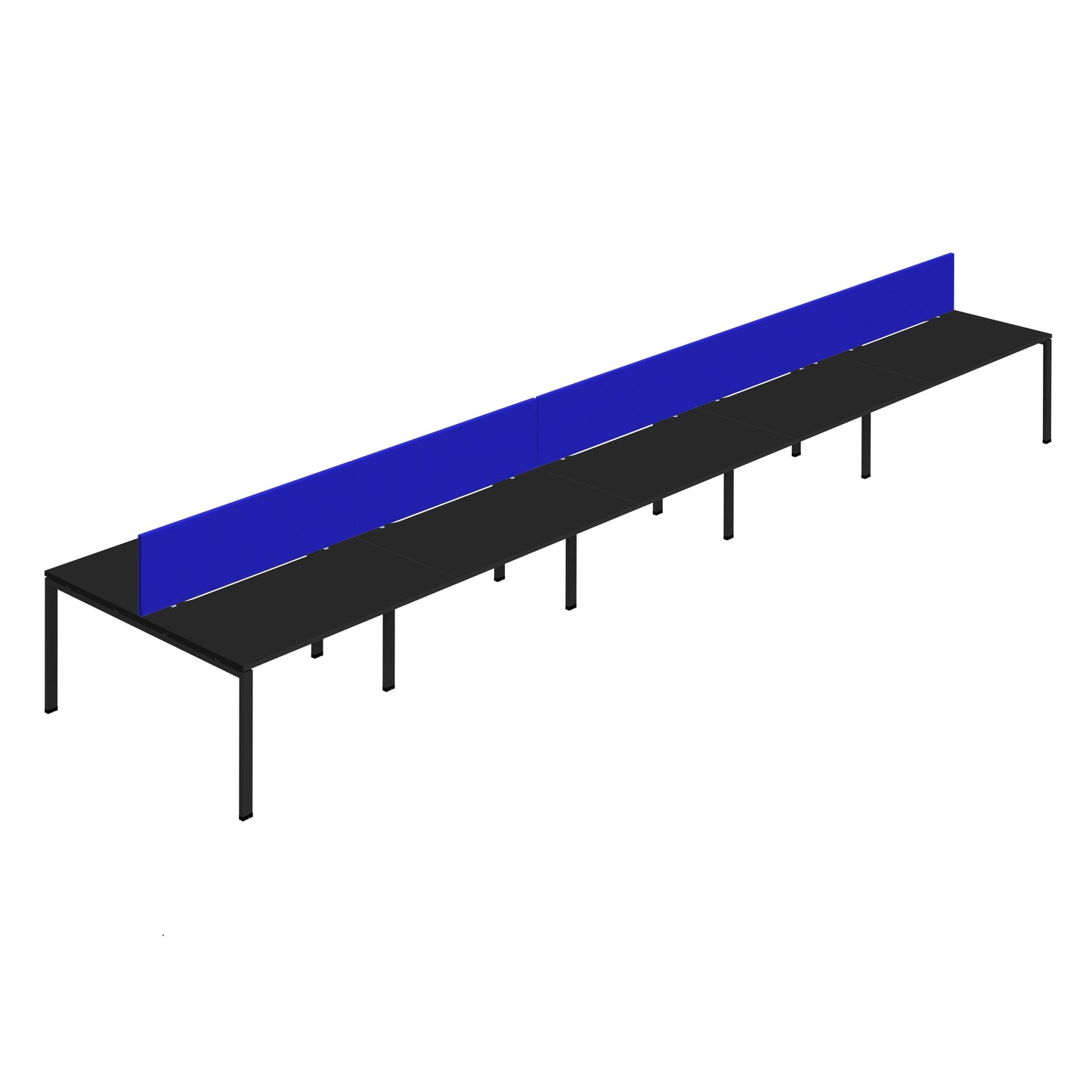 Synergy|10P Bench Desk|Cut Out|Goalpost|1600x800|Black-Black|Royal Blue Screen
