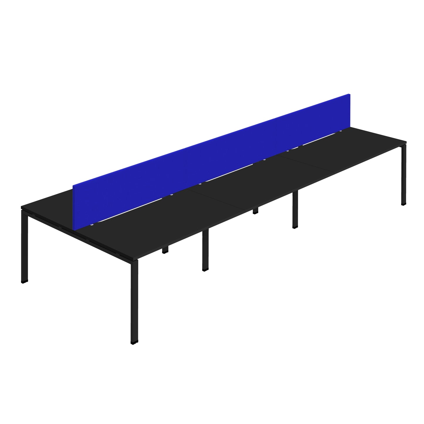Synergy|6P Bench Desk|Cut Out|Goal Post|1600X800|Black-Black|Royal Blue Screen