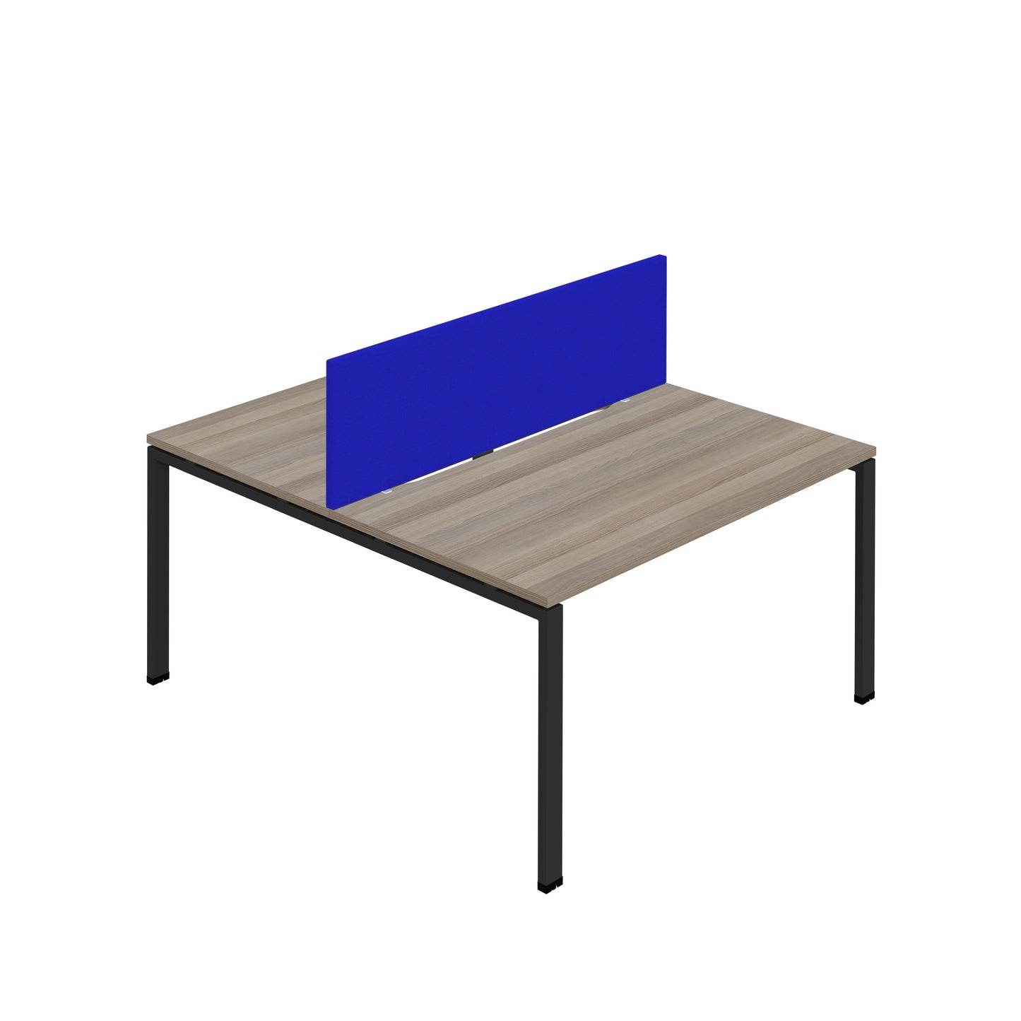 Synergy|2P Bench Desk|Cut Out|Goal Post|1600X800|Grey Oak-Black|Royal Blue Screen