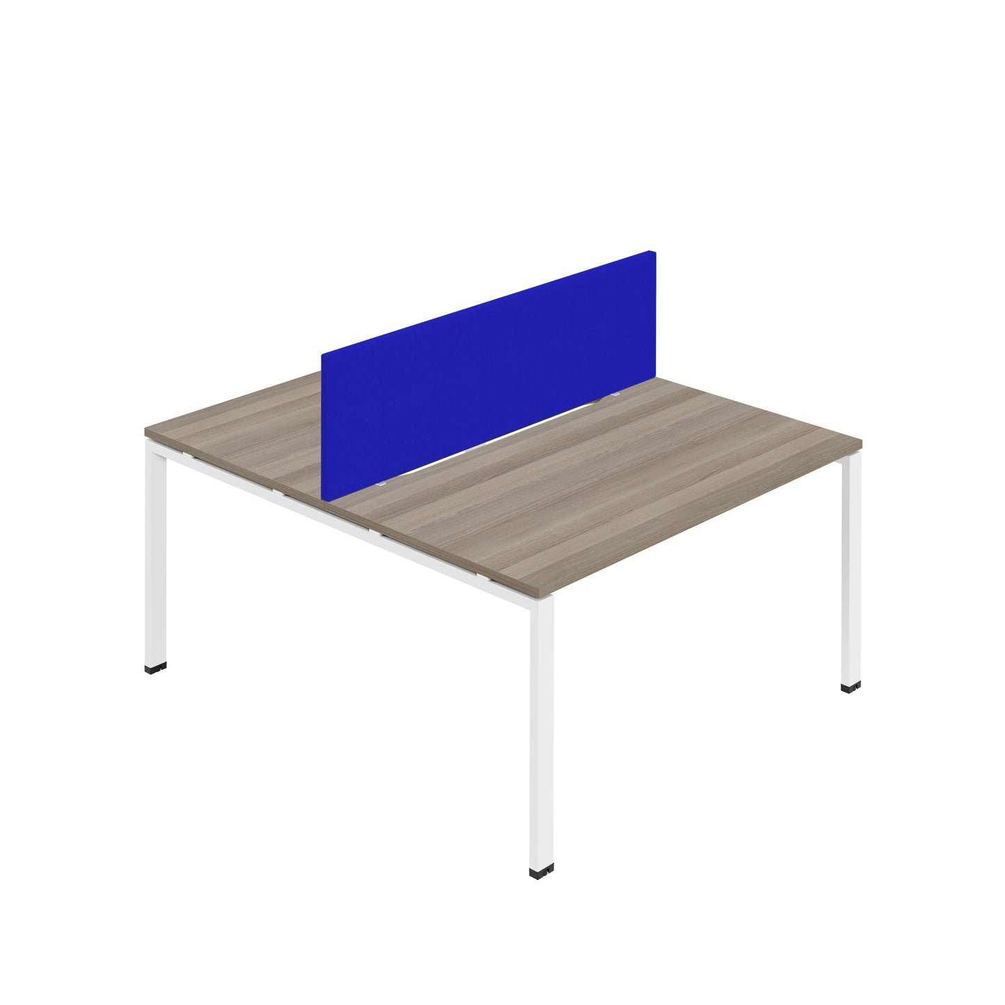 Synergy|2P Bench Desk|Cut Out|Goal Post|1600X800|Grey Oak-White|Royal Blue Screen