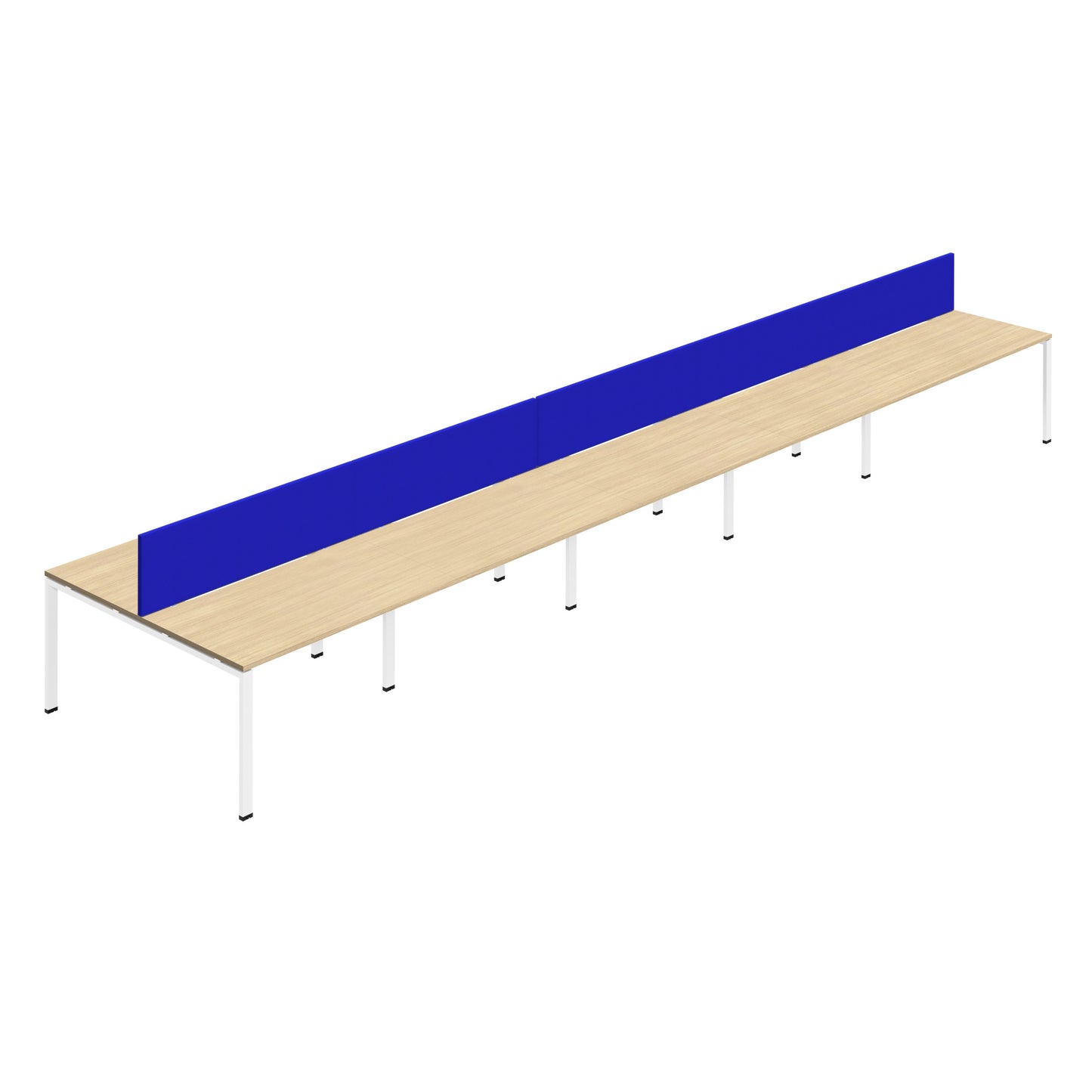 Synergy|10P Bench Desk|Cut Out|Goalpost|1600x800|Nova Oak-White|Royal Blue Screen