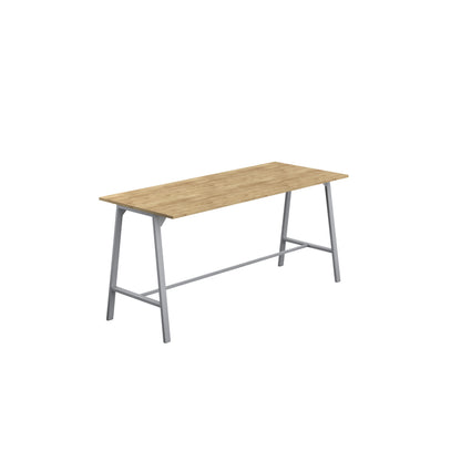 Titan High Maker Rectangular Table|1200x1000|Silver-Natural Nebraska Oak