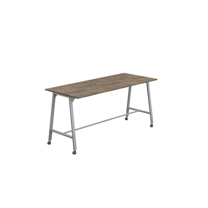 Titan High Maker Rectangular Table|1200x1000|Grey Nebraska Oak-Silver