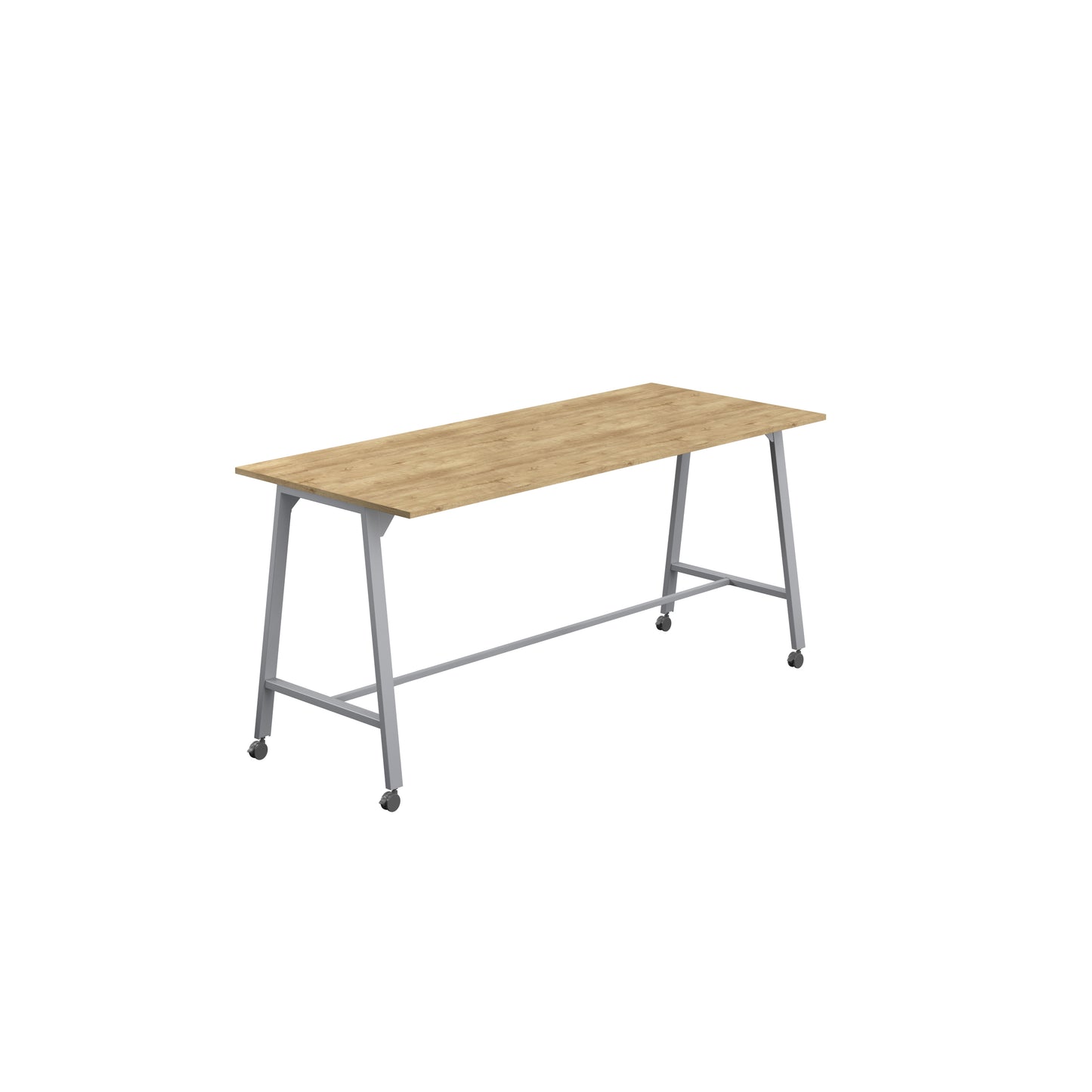 Titan High Maker Rectangular Table|1200x1000|Natural Nebraska Oak-Silver