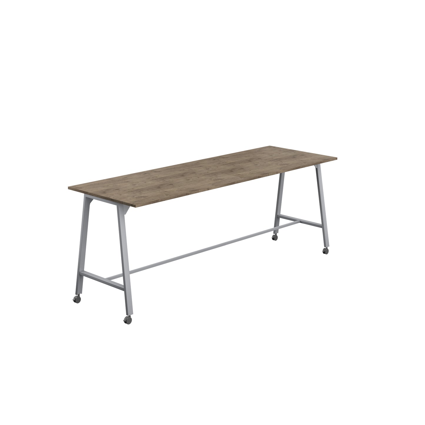 Titan High Maker Rectangular Table|1500x1000|Grey Nebraska Oak-Silver