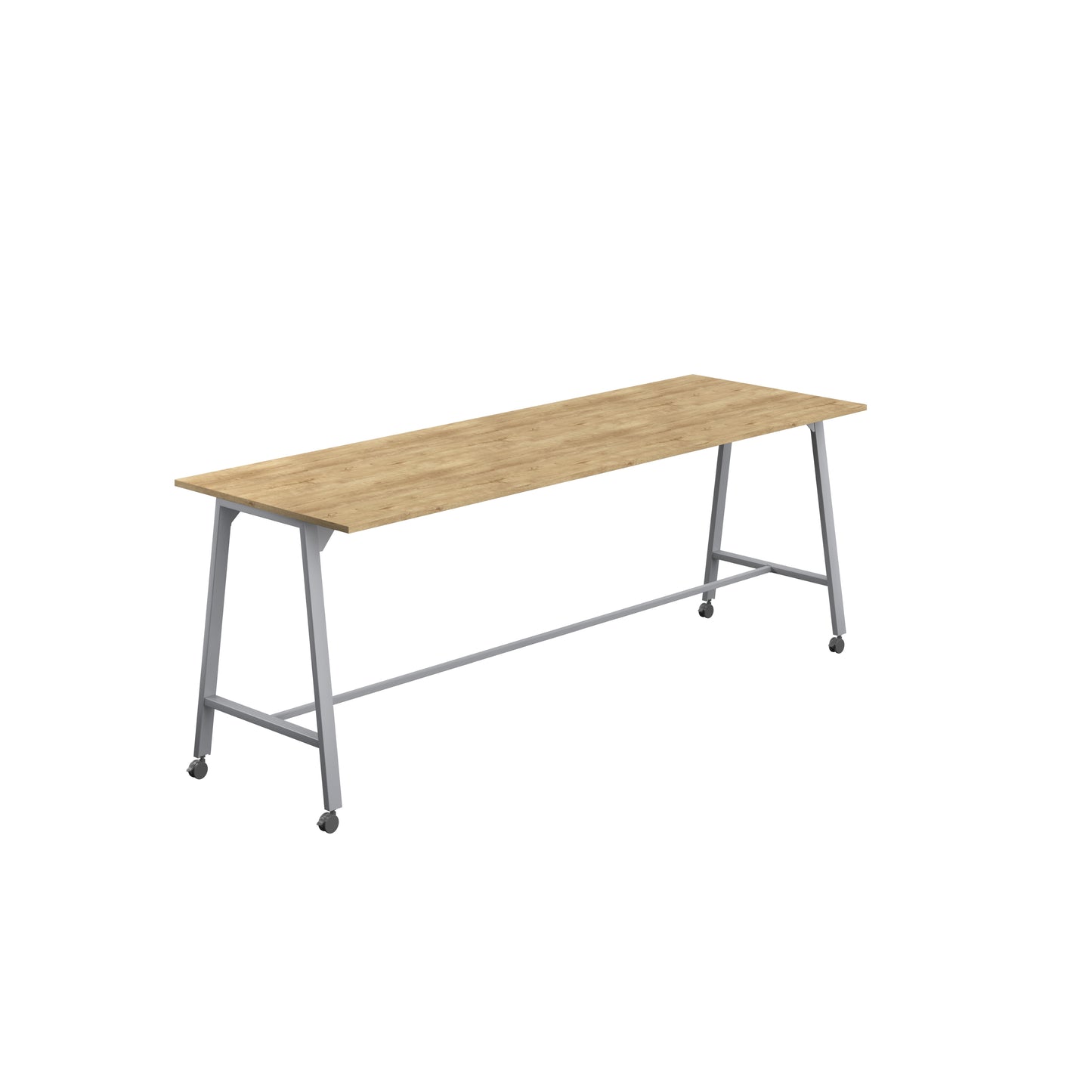 Titan High Maker Rectangular Table|1500x1000|Natural Nebraska Oak-Silver