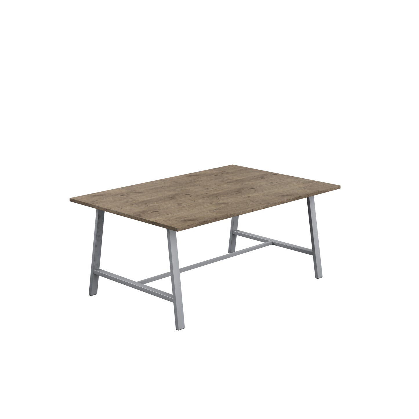 Titan Low Maker|Rectangular Table|1800x1000|Grey Nebraska Oak|Silver