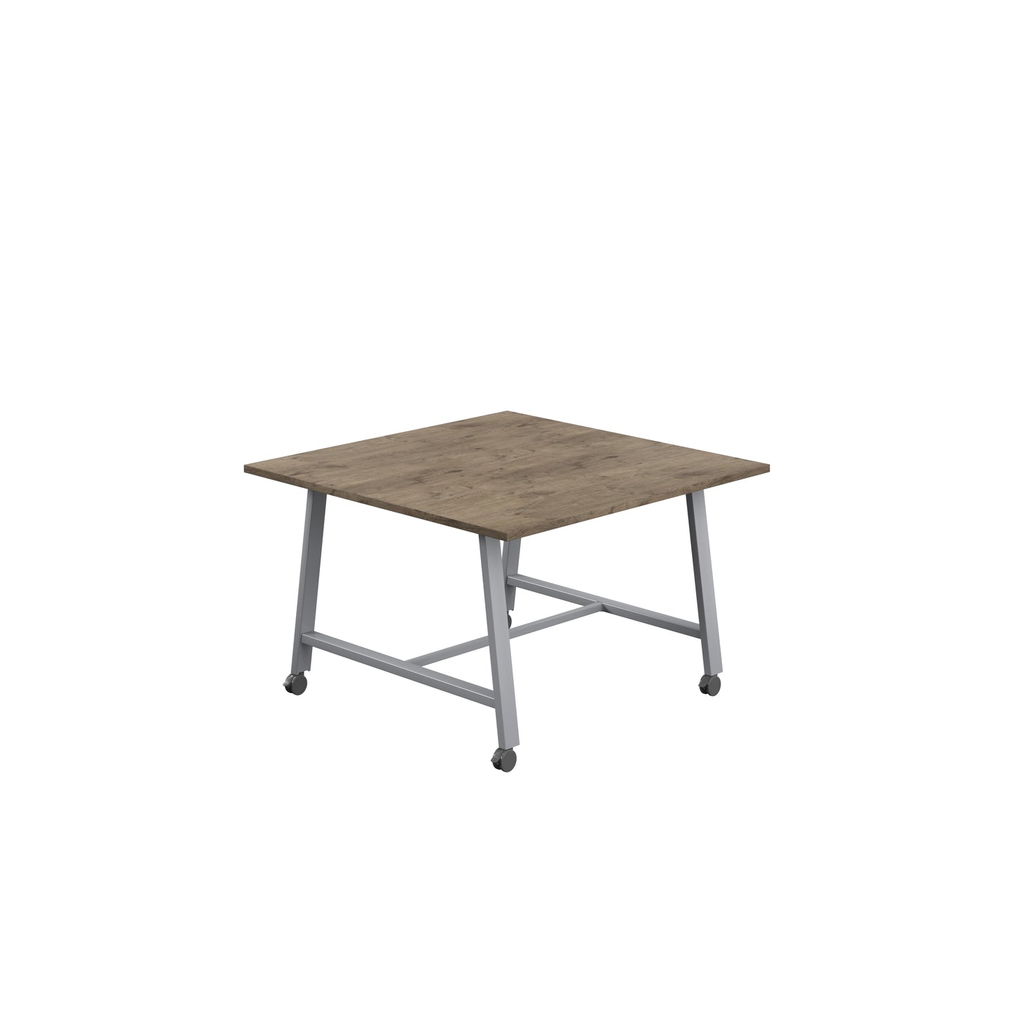 Titan Low Maker|Mobile|Rectangular Table|1200x1000|Grey Nebraska Oak|Silver