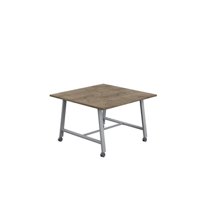 Titan Low Maker|Mobile|Rectangular Table|1200x1000|Grey Nebraska Oak|Silver