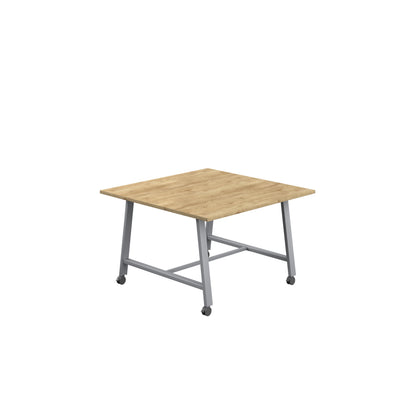 Titan Low Maker|Mobile|Rectangular Table|1200x1000|Natural Nebraska Oak|Silver