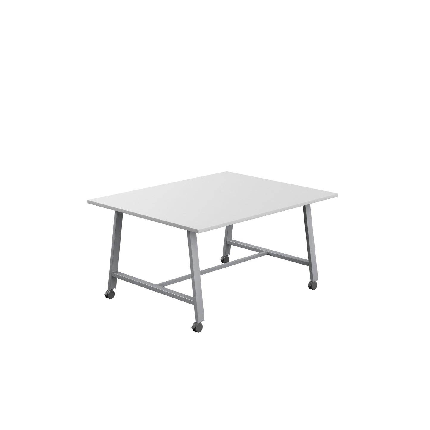 Titan Low Maker|Mobile|Rectangular Table|1500x1000|White|Silver