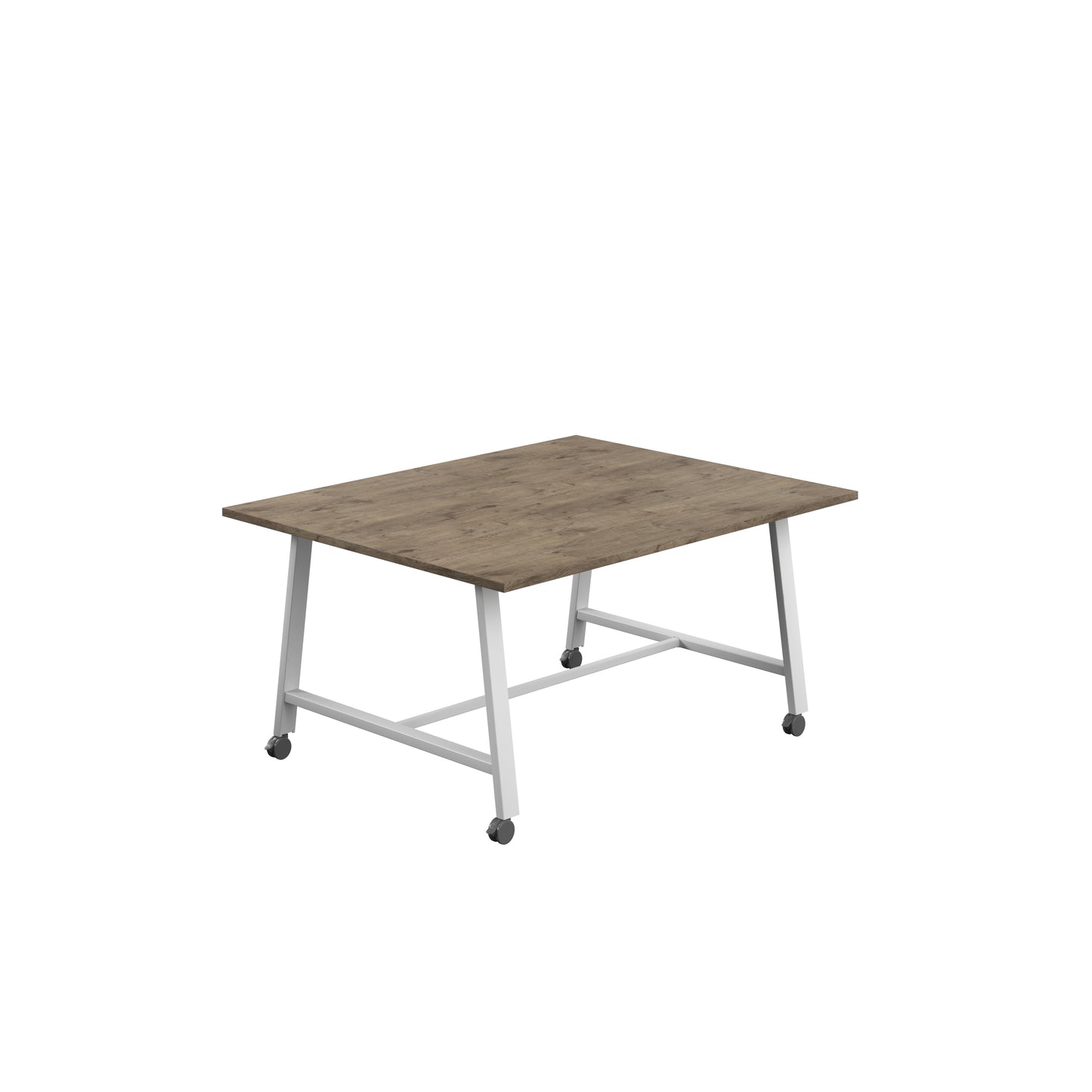 Titan Low Maker|Mobile|Rectangular Table|1500x1000|Grey Nebraska Oak|White