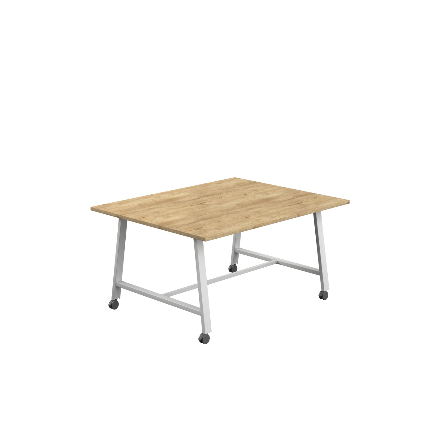 Titan Low Maker|Mobile|Rectangular Table|1500x1000|Natural Nebraska Oak|White