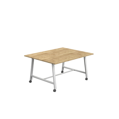 Titan Low Maker|Mobile|Rectangular Table|1500x1000|Natural Nebraska Oak|White