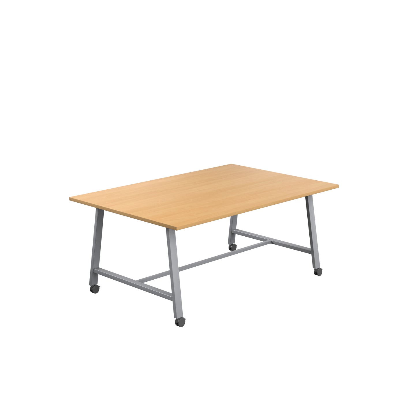 Titan Low Maker|Mobile|Rectangular Table|1800x1000|Ellmau Beech|Silver