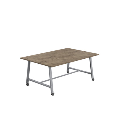 Titan Low Maker|Mobile|Rectangular Table|1800x1000|Grey Nebraska Oak|Silver