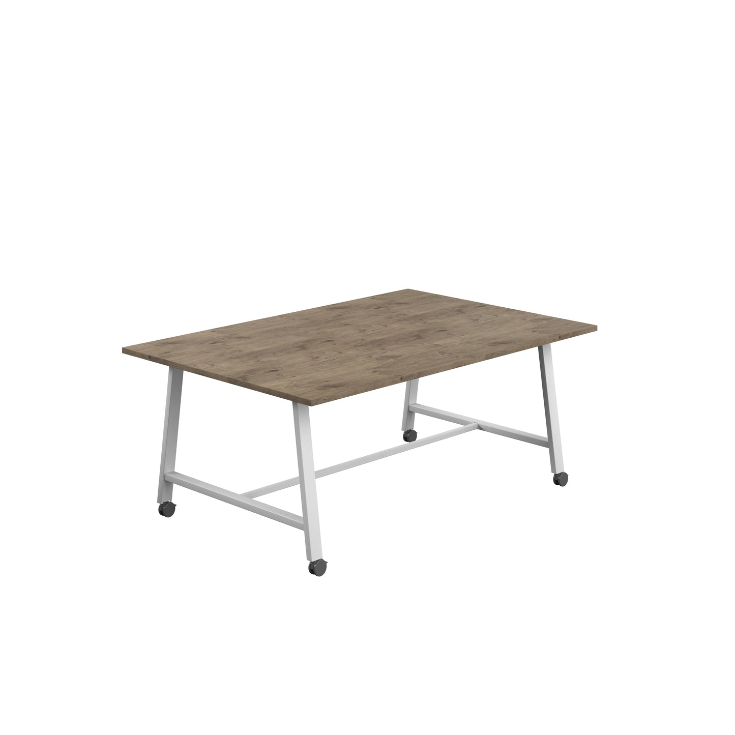 Titan Low Maker|Mobile|Rectangular Table|1800x1000|Grey Nebraska Oak|White