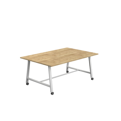 Titan Low Maker|Mobile|Rectangular Table|1800x1000|Natural Nebraska Oak|White