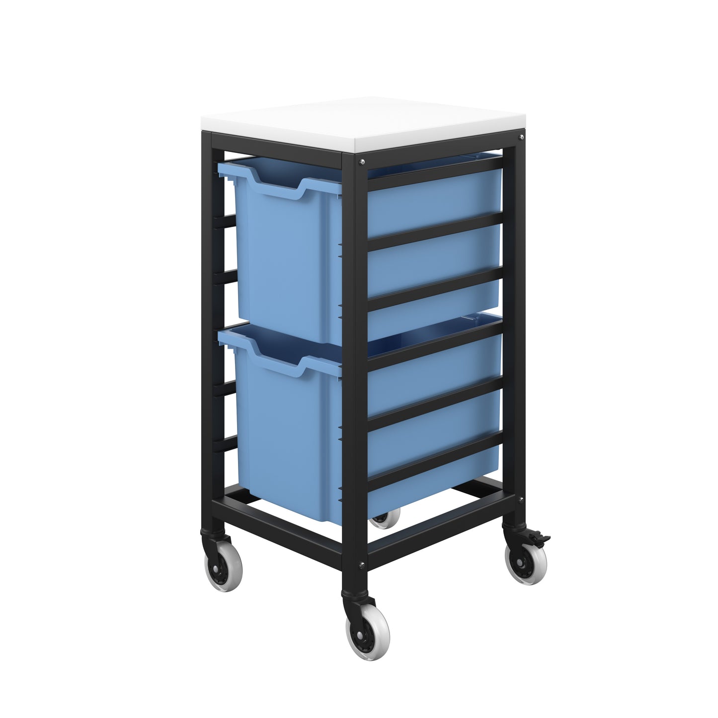 Titan Mobile|Extra Deep Storage Unit Black-White with 2 Tray Drawers|Blue