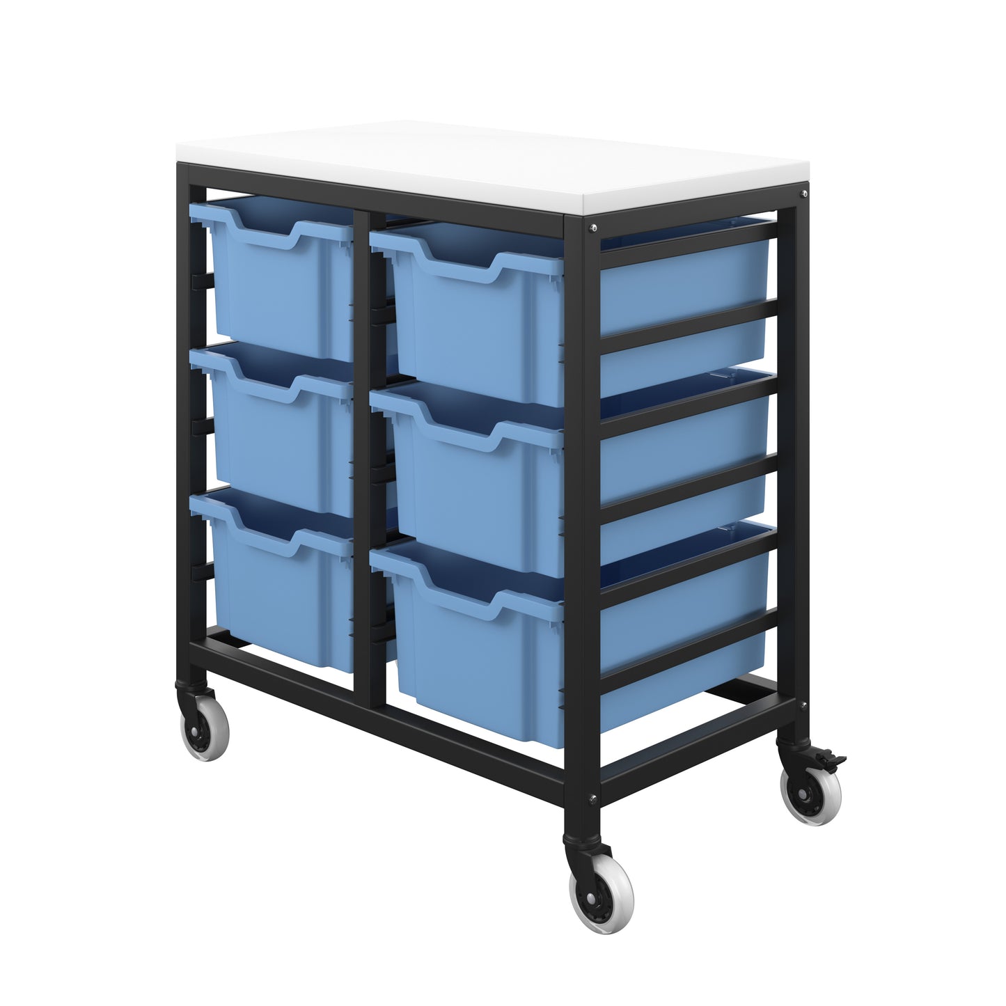 Titan Mobile|Deep Storage Unit Black-White with 6 Tray Drawers|Blue