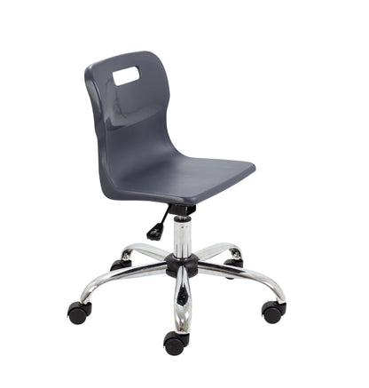 Titan Junior Swivel Chair|Chrome Base With Castors|Age 6-11 Years|Charcoal