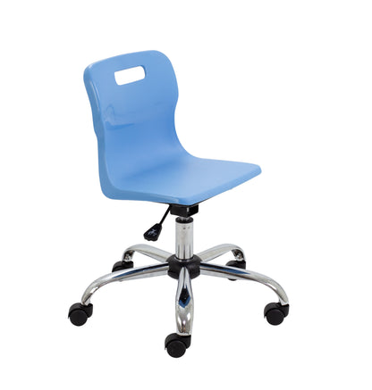 Titan Junior Swivel Chair|Chrome Base With Castors|Age 6-11 Years|Sky Blue
