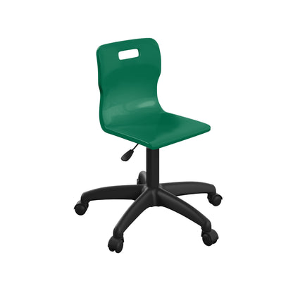 Titan Junior Swivel Chair|Black Base With Castors|Age 6-11 Years|Green