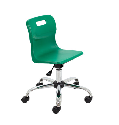 Titan Junior Swivel Chair|Chrome Base With Castors|Age 6-11 Years|Green