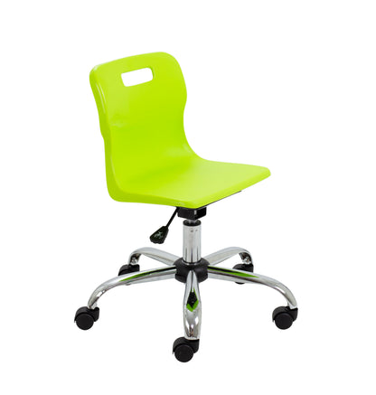 Titan Junior Swivel Chair|Chrome Base With Castors|Age 6-11 Years|Lime